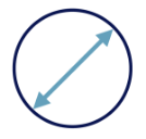 Circle with diagonal line across to signify diameter